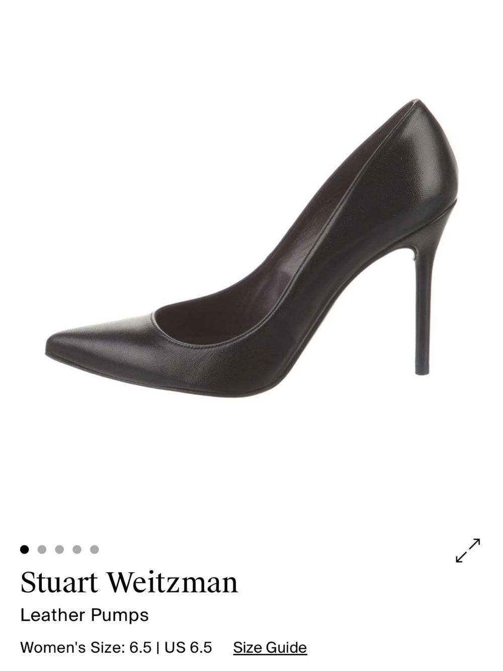 Stuart Weitzman Black Leather Pointed-Toe Stiletto Pumps - Picture 7 of 7